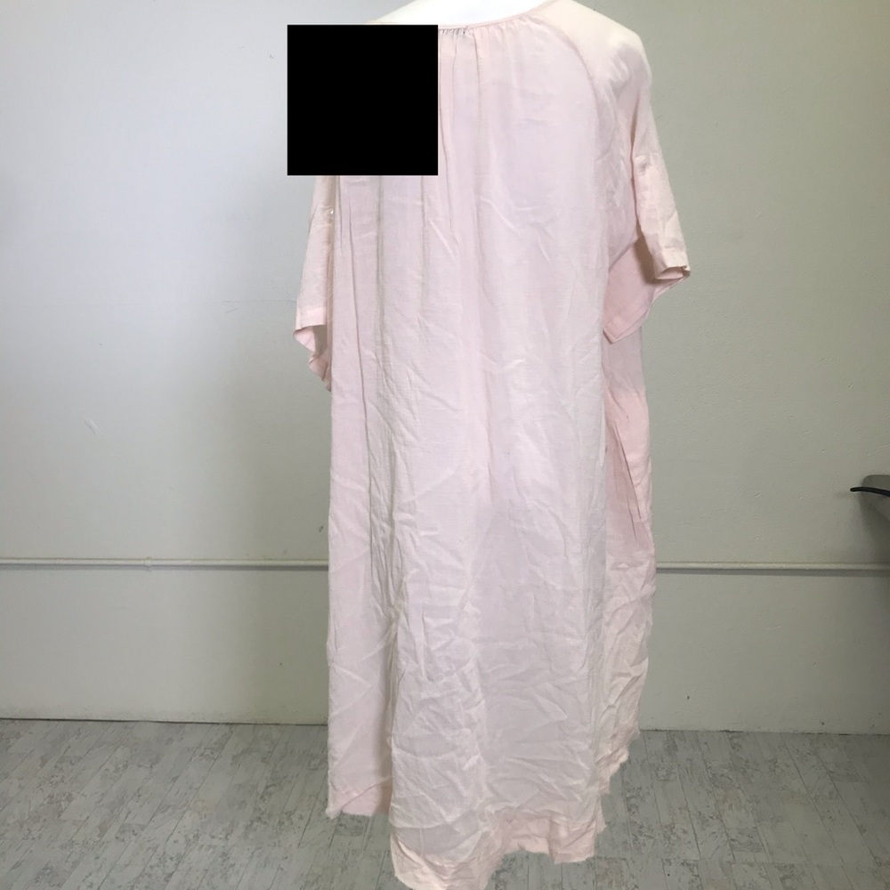 ATM Frayed Hem Gauze V-Neck Dress - Picture 5 of 9